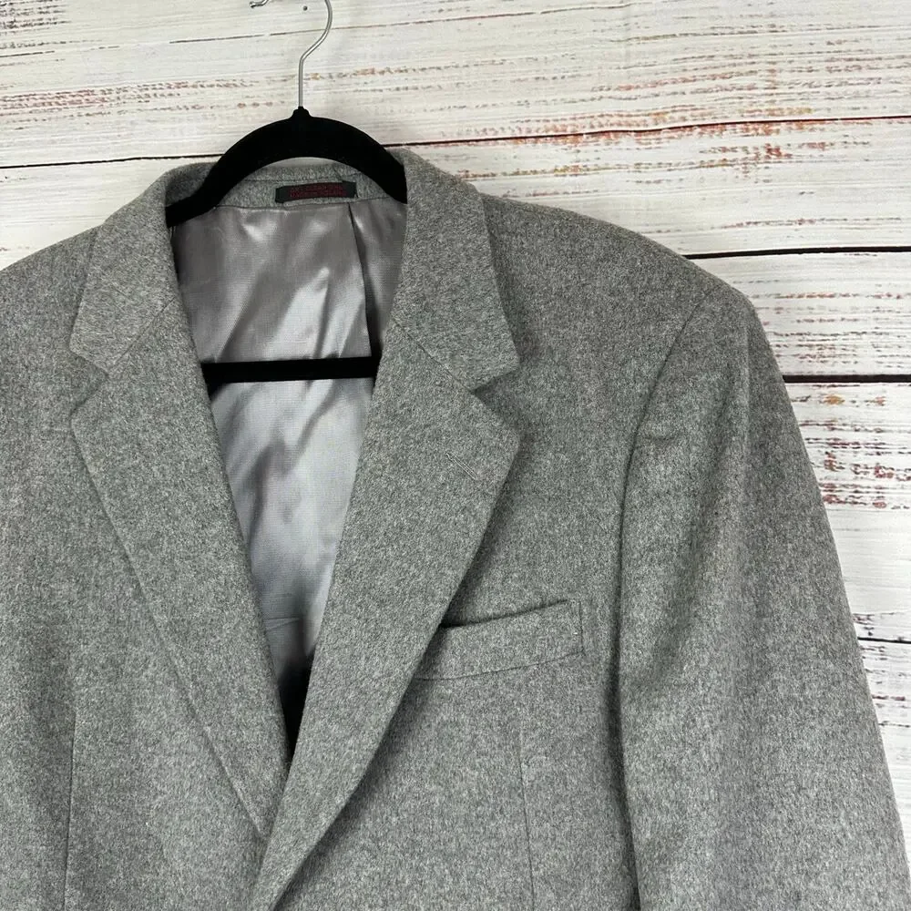 English Manor Wool Tweed Gray Suit Blazer Sport Coat Poland 2 Button Mens Sz 43R